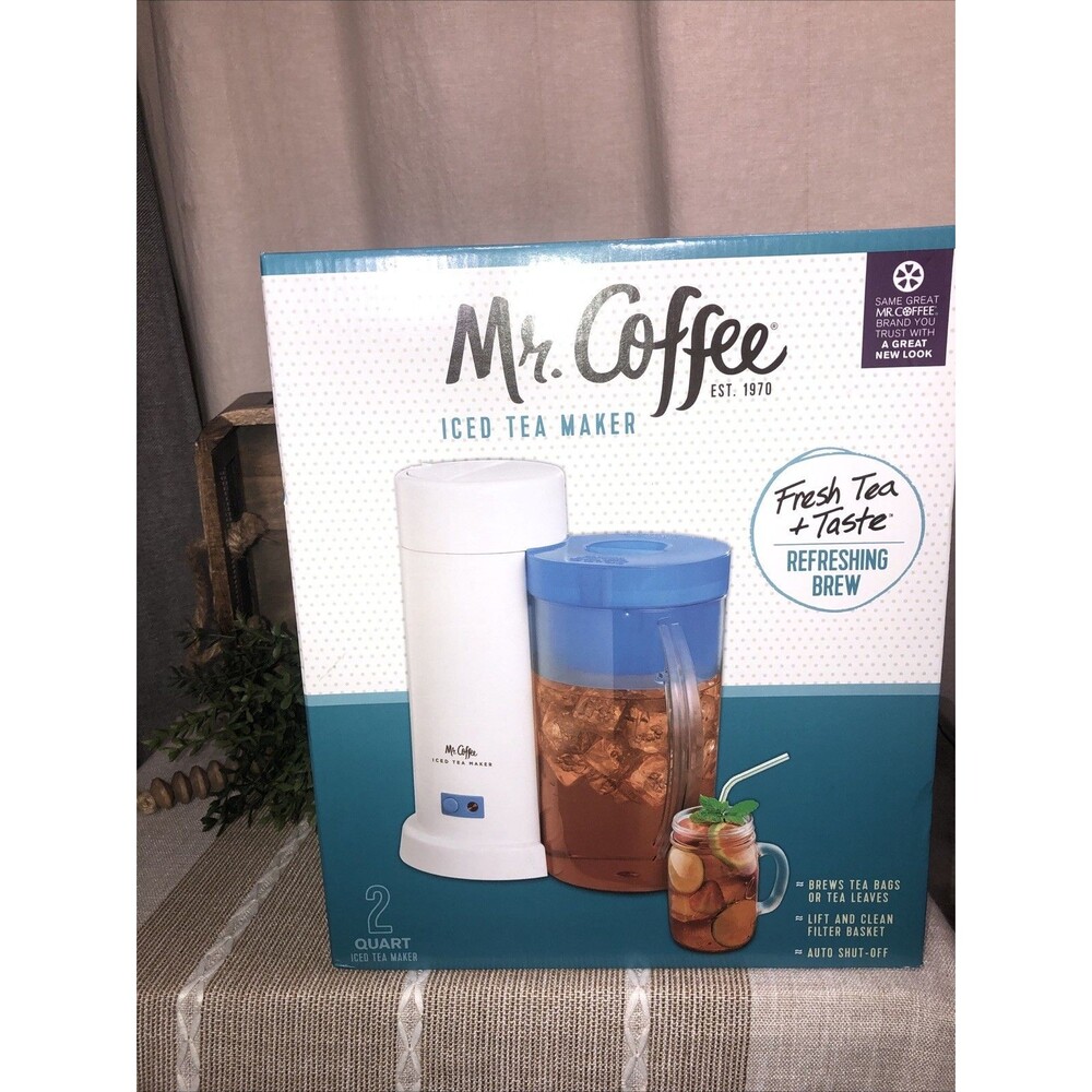 Mr. Coffee Iced Tea Maker 2 Quart Pitcher Blue TM1 2015 New in Box SEALED